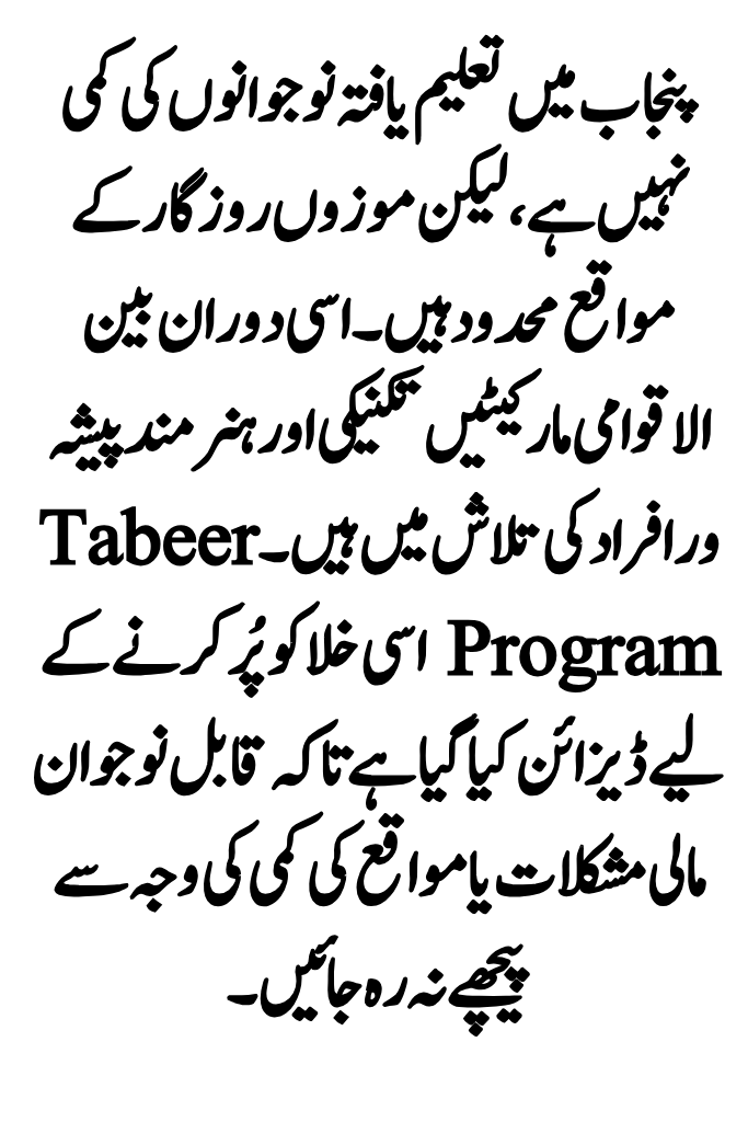 Tabeer Program 2026 International Placement & Free Certification for Punjab Youth 2 Tabeer Program 2026